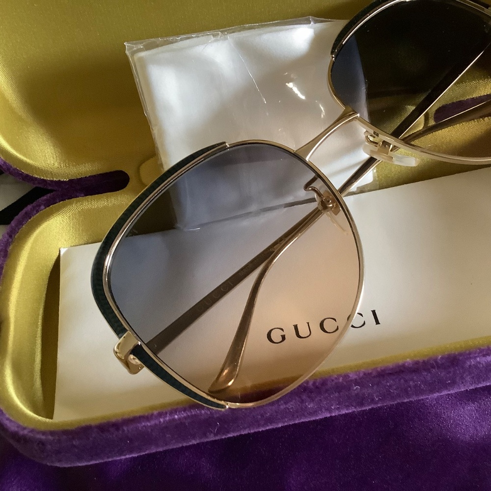 Gucci Women's Oversized Square Sunglasses, 58mm Blue Radiant - Picture 2 of 15